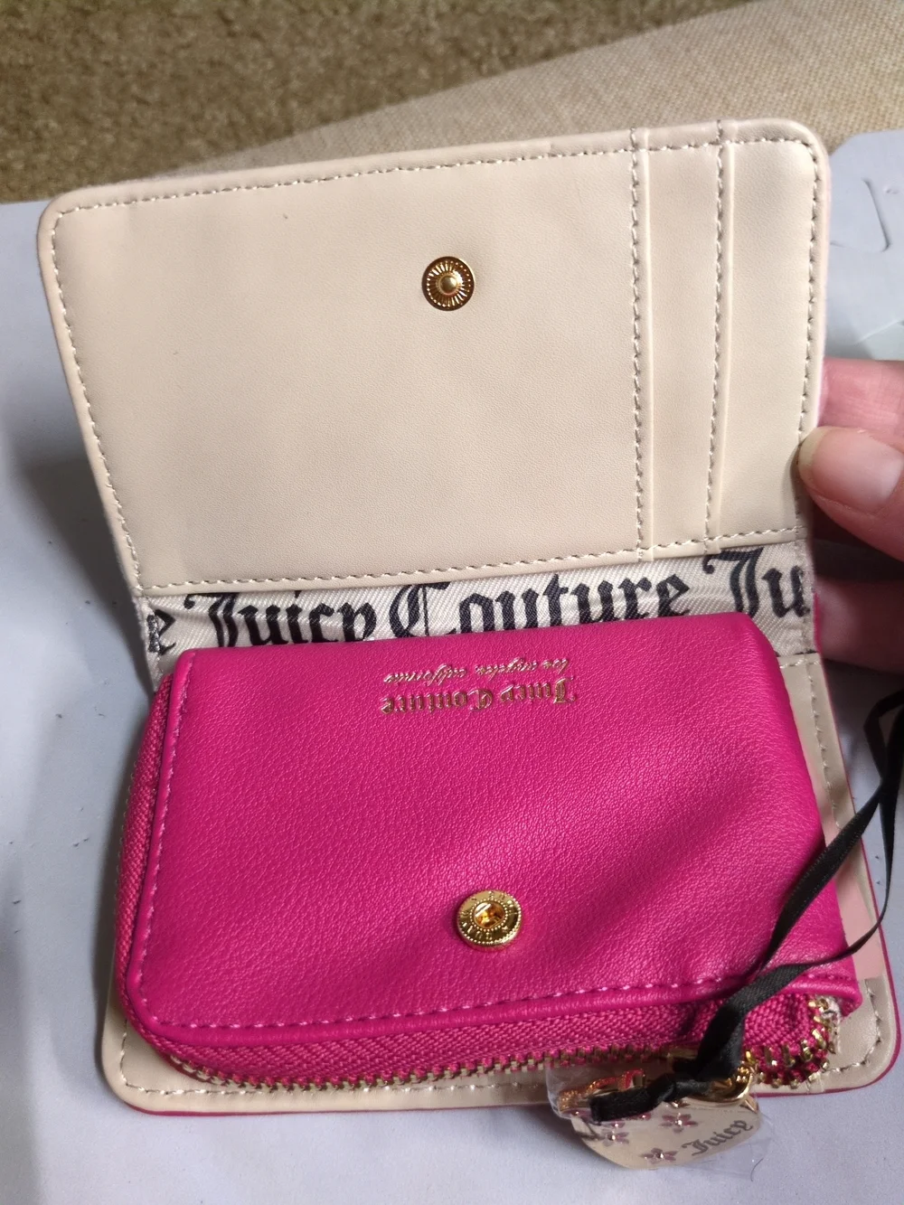 Juicy Couture Pink Plush 'Juicy' Zip Wallet